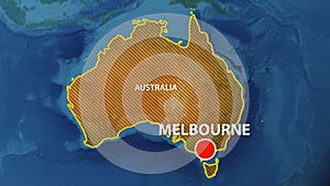 Geolocation of the city of Melbourne on the map