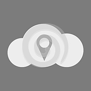 Geolocation in the cloud vector. Geodata cloud transfer icon. Geolocation in real time through the vector cloud service.