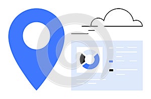 Geolocation and Cloud Data Concept with Analytics Dashboard and Map Pin Icon