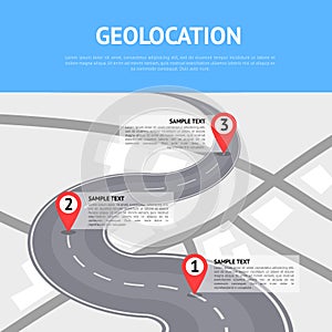 Geolocation concept with pin pointers