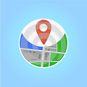 Geolocation icon flat. Vector illustration in flat design on blue background.