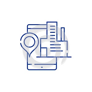 Geolocation system line icon concept. Geolocation system flat  vector symbol, sign, outline illustration.