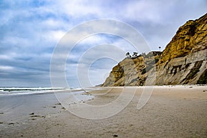 Geologic Cliff Striations at Black`s Beach in San Diego