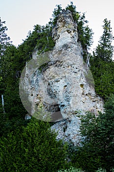 Geologic formation of Archs rock on Mackinac Island Michigan