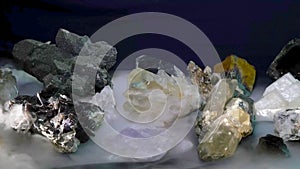 Geological crystals, stones, excavations