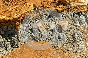 Geological deposit of blue clay. Blue clay is a rare natural natural cosmetic. Blue clay - a sign of the diamond deposit, is