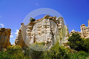 Geological erosion stone nature Organs of Ille-sur-Tet fairy chimneys park in France