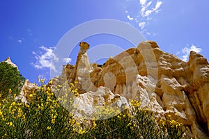 Geological erosion stone nature Organs of Ille-sur-TÃªt fairy chimneys tourist site in France