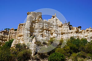 Geological erosion stones mountain natural Organs of Ille-sur-TÃªt fairy chimneys tourist site in France