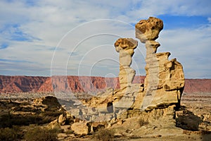 Geological formations in Ischigualasto, Argentina.