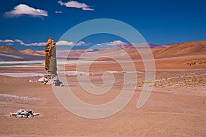 Geological monolith close to Salar Aguas Calientes photo