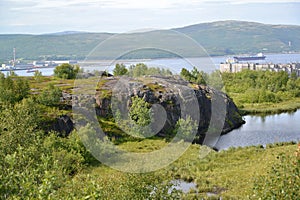 Geological nature sanctuary A mutton forehead against Kola Bay. Murmansk