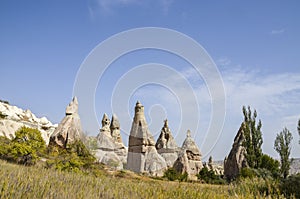 Geological rock formations in famous Cappadocia, Turkey