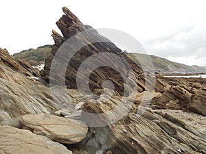 Geological rock formations at Millendreath