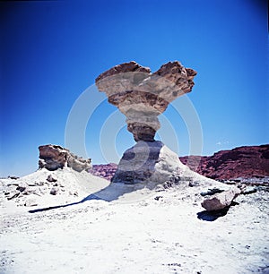 Geological rock formations, Valle de la Luna (moon valley), Ischigualasto national park, paleontological reserve
