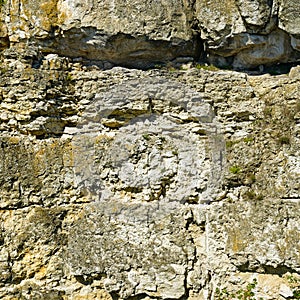 Geological section of deposits of shell rock