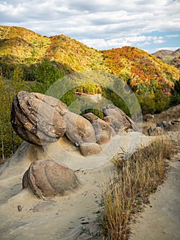 geological sedimentary rocks known as trovanti or the living stones in romanian, Buzau County (Babele de la Ulmet)