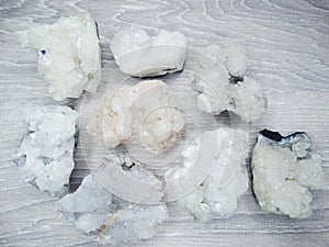 Geological set crystals and minerals semigem stones