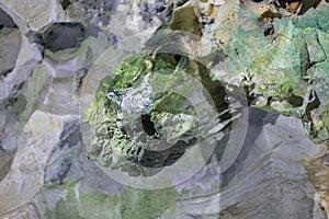 Geological structures and formations of limestone in cave of skulls, Cueva de las Calaveras in Benidoleig, Valencia. photo