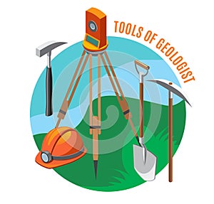 Geological Tools Isometric Composition