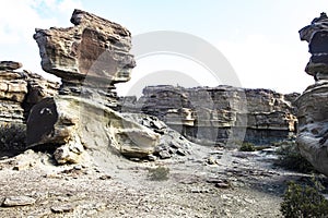 Geological Unusual rock formations, Sphink Valle de la Luna , Ischigualasto national park, paleontological reserve