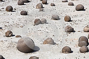 Geological Unusual rock formations, Valle de la Luna , bocce court Ischigualasto national park, paleontological