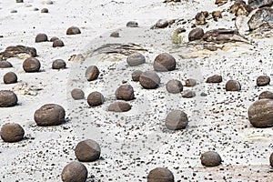 Geological Unusual rock formations, Valle de la Luna , bocce court Ischigualasto national park, paleontological