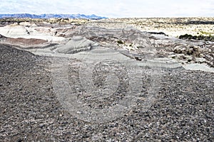 Geological Unusual rock formations, Valle de la Luna (moon valley), Ischigualasto national park, paleontological reserve