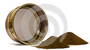 Geologist Brass sifter with Mars soil simulant