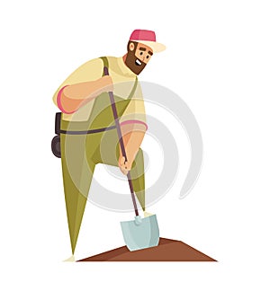 Geologist Digging Ground Composition