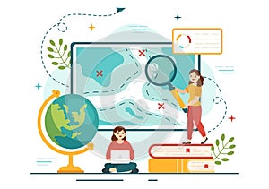 Geologist Vector Illustration with Soil Analysis and Features of the Earth for Science, Research or Expedition in Flat Cartoon