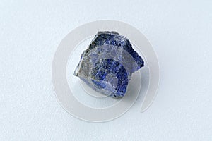 Geology of natural healing spirituality and beauty. Untouched jewels. Dumortierite rock. White background