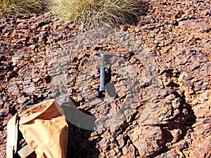 Geology pick and bag with spinifex