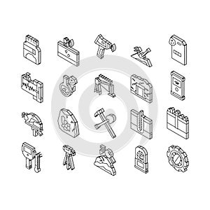 Geology Researching Collection isometric icons set vector