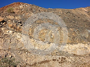 Geology rocks in open pit mine mining wall