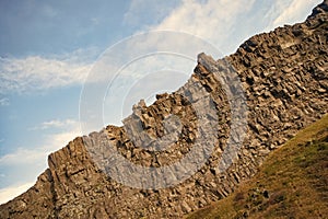 Geology shapes landscapes. volcanic mountain stony rock. Mountain landscape nature. geology concept. geological volcanic