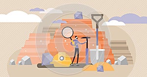 Geology vector illustration. Flat tiny soil science industry person concept