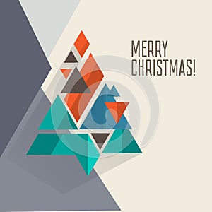 Geomeric poygonal modern flat retro vintage minimalistic vector christmas card