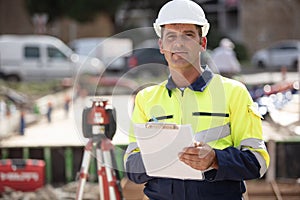 geometer posing at construction site photo