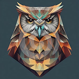 Geometic shape owl on dark