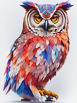 Geometic shape owl on white