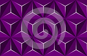 Geometric 3D Pattern with Basic Shapes. Purple Background with luxury dark polygonal texture and pink triangle lines. Abstract