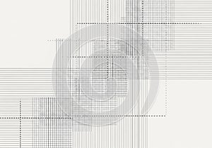 Geometric abstract art features a grid pattern of intersecting lines on a white