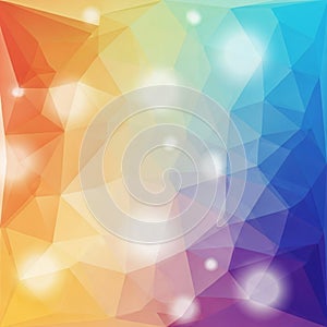Geometric abstract art with a low-poly pattern, featuring an array of colorful triangles.