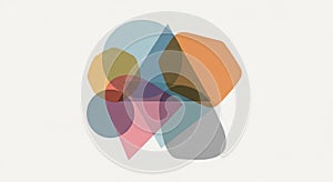 Geometric abstract artwork featuring overlapping translucent