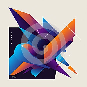 Geometric abstract artwork featuring sharp, angular shapes intersecting and