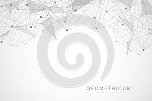 Geometric abstract background with connected line and dots. Structure molecule and communication. Big Data Visualization