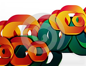 Geometric abstract background, cut chain shapes or hexagons on white