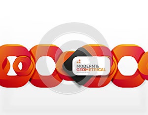 Geometric abstract background, cut chain shapes or hexagons on white