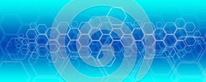 Geometric abstract background with hexagons. Molecule structure and bond. Science, technology